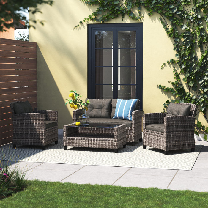 Lark Manor Aashana 4 Person Outdoor Seating Group with Cushions